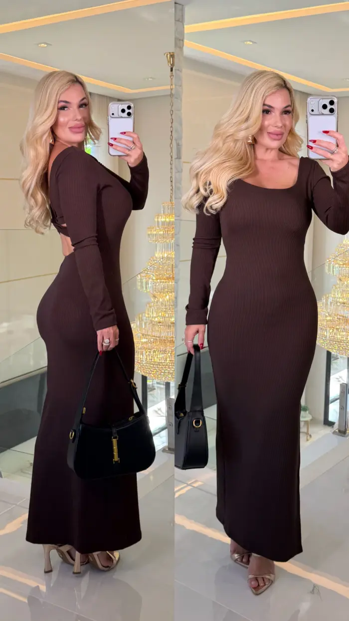 vestido manga longa c/ bojo costa aberto daniela 3684