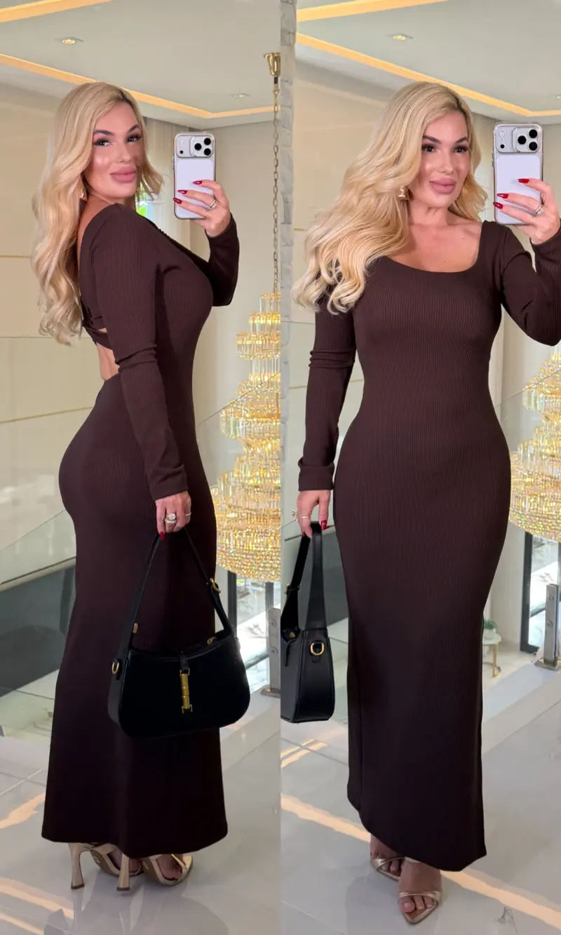 vestido manga longa c/ bojo costa aberto daniela 3684