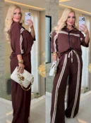 conjunto c/ ziper e listra belina viscose 3836