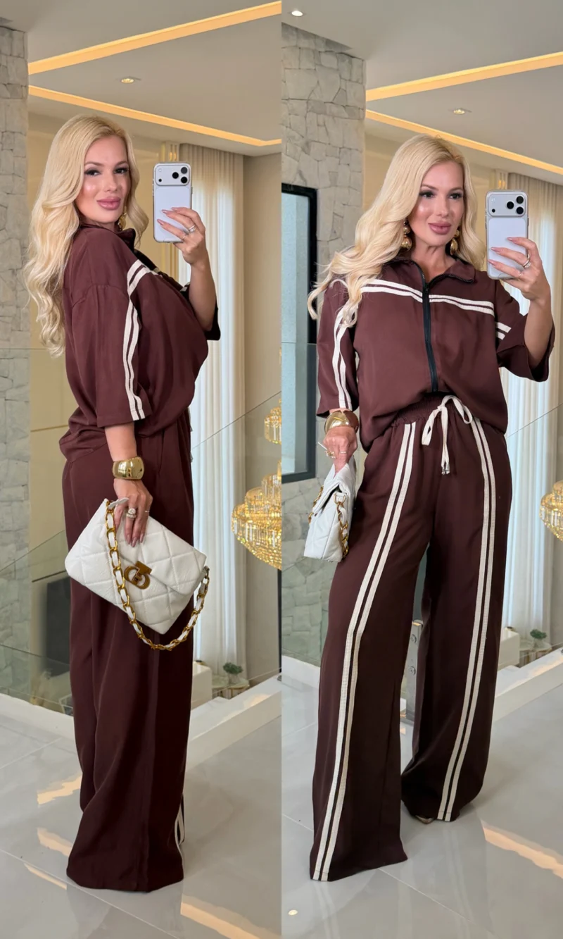 conjunto c/ ziper e listra belina viscose 3836