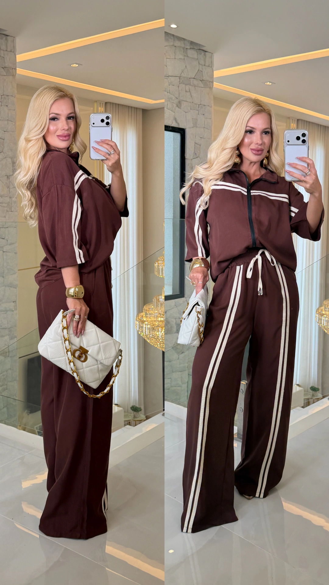 conjunto c/ ziper e listra belina viscose 3836 conjunto c/ ziper e listra belina viscose 3836