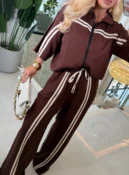 conjunto c/ ziper e listra belina viscose 3836