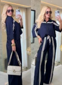 conjunto c/ ziper e listra belina viscose 3836