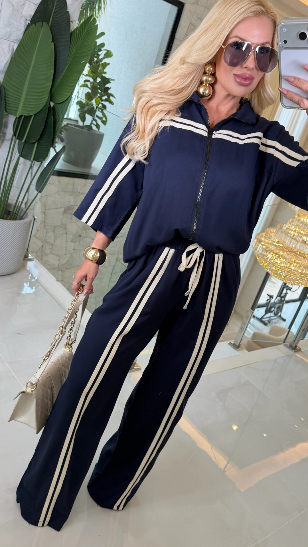 conjunto c/ ziper e listra belina viscose 3836 conjunto c/ ziper e listra belina viscose 3836