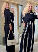 conjunto c/ ziper e listra belina viscose 3836