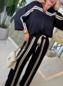 conjunto c/ ziper e listra belina viscose 3836