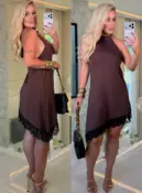 vestido amanda suplex assimétrico c/ renda c/ bojo 3735