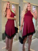 vestido amanda suplex assimétrico c/ renda c/ bojo 3735