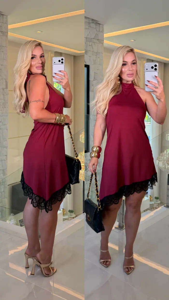 vestido amanda suplex assimétrico c/ renda c/ bojo 3735