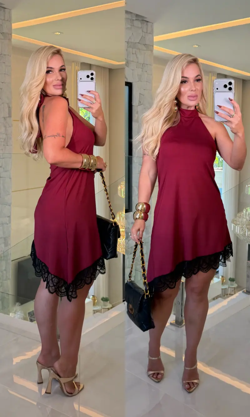 vestido amanda suplex assimétrico c/ renda c/ bojo 3735