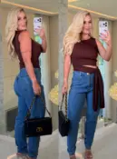 blusa canelada ana maria detalhe dourado 3726