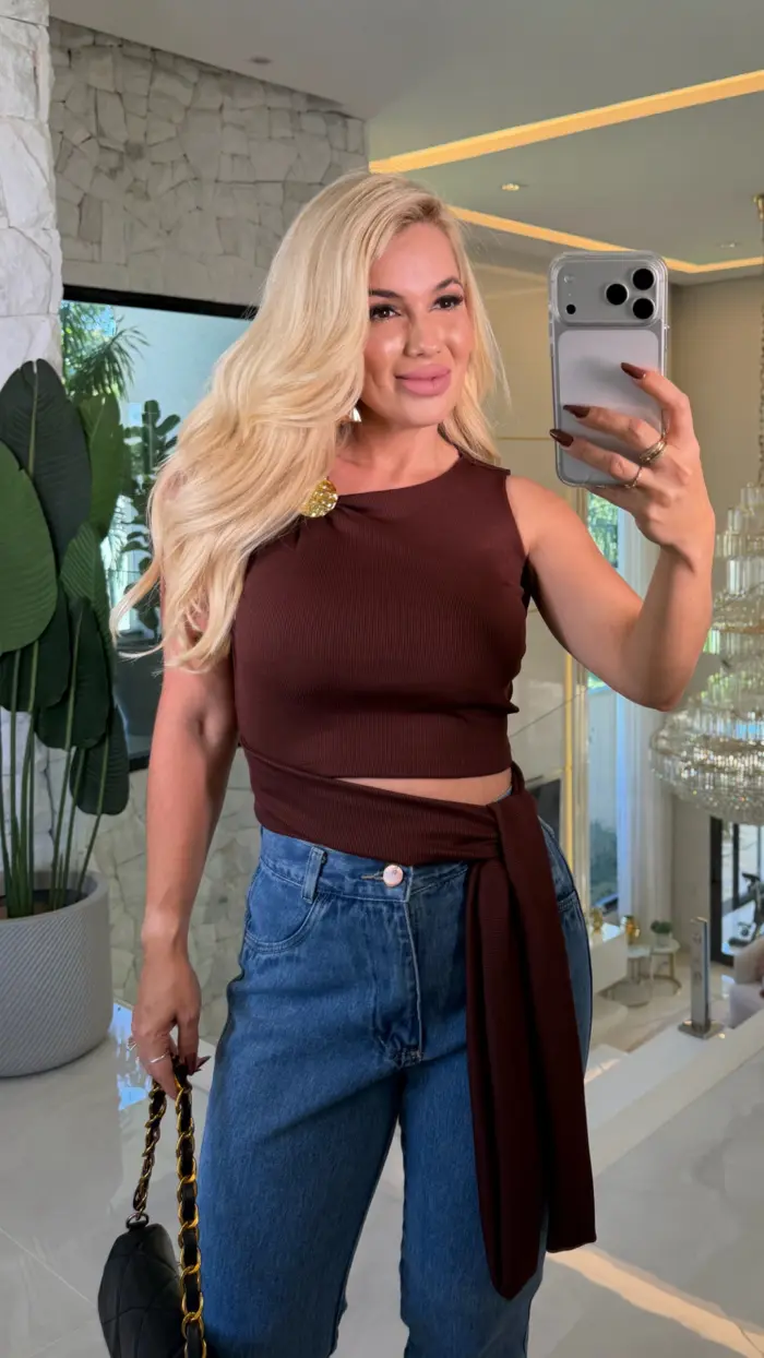 blusa canelada ana maria detalhe dourado 3726 blusa canelada ana maria detalhe dourado 3726