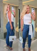 blusa canelada ana maria detalhe dourado 3726