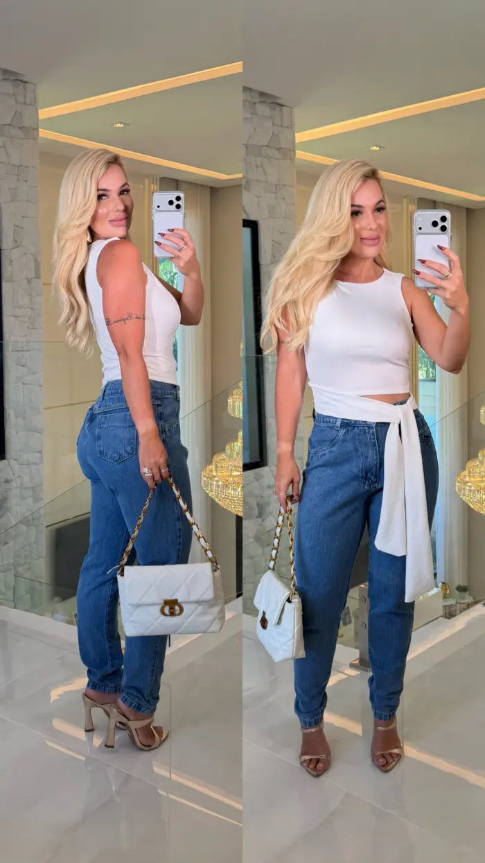 blusa canelada ana maria detalhe dourado 3726