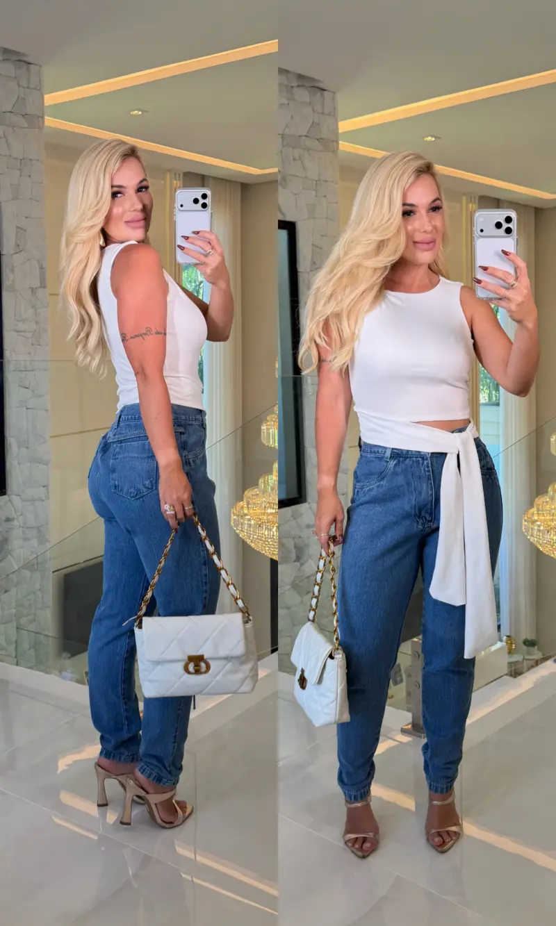 blusa canelada ana maria detalhe dourado 3726