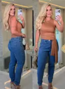 blusa canelada ana maria detalhe dourado 3726