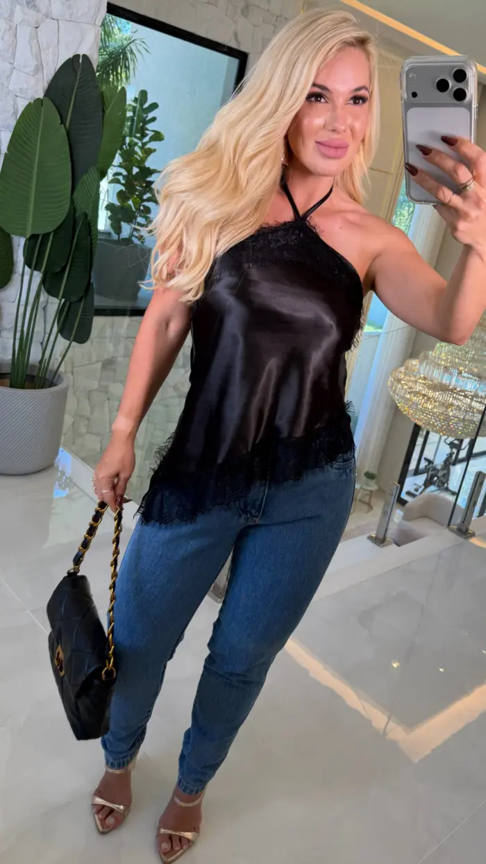 blusa ana cecilia cetim c/ renda 3715 blusa ana cecilia cetim c/ renda 3715