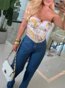 corselet estampado c/ bojo e barbatana 3719