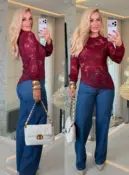 blusa bianca assimétrica renda 3734