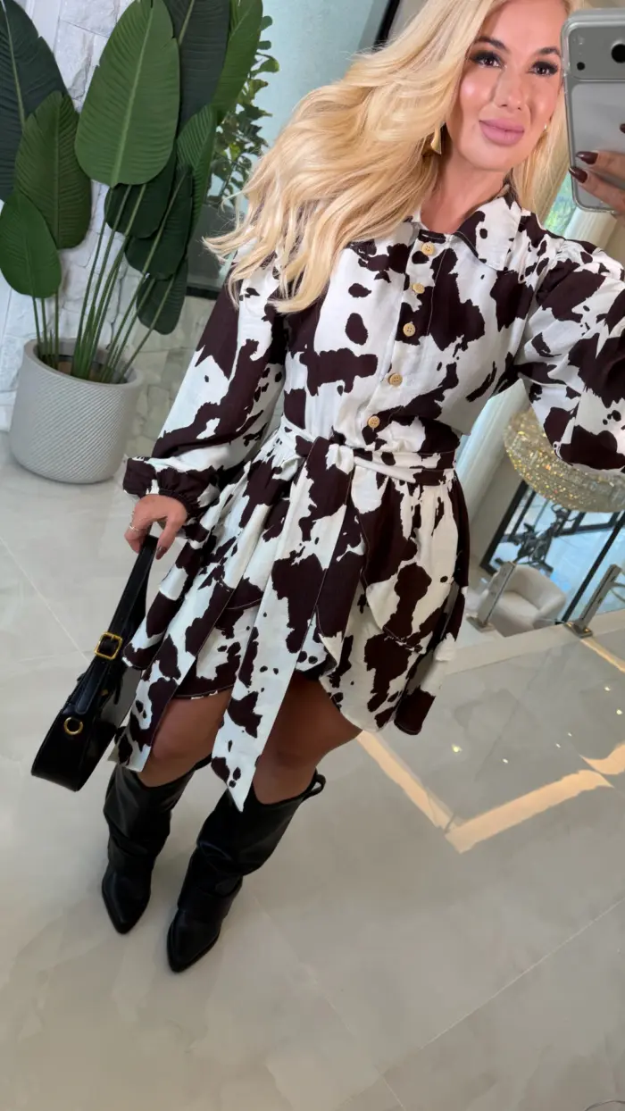 vestido fabiane estampado de vaquinha 3738 vestido fabiane estampado de vaquinha 3738