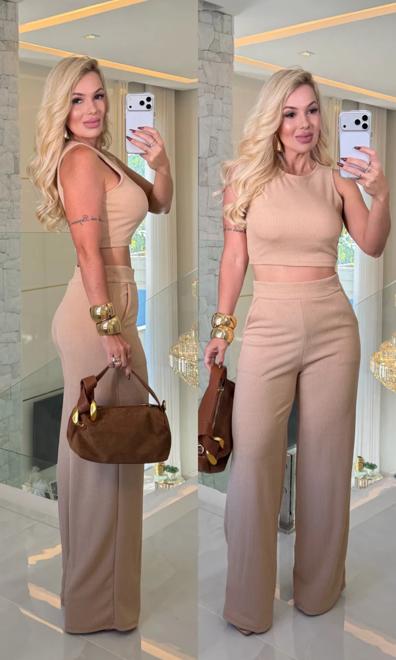 conjunto fabiane calça + blusa zara c/ bojo 3737