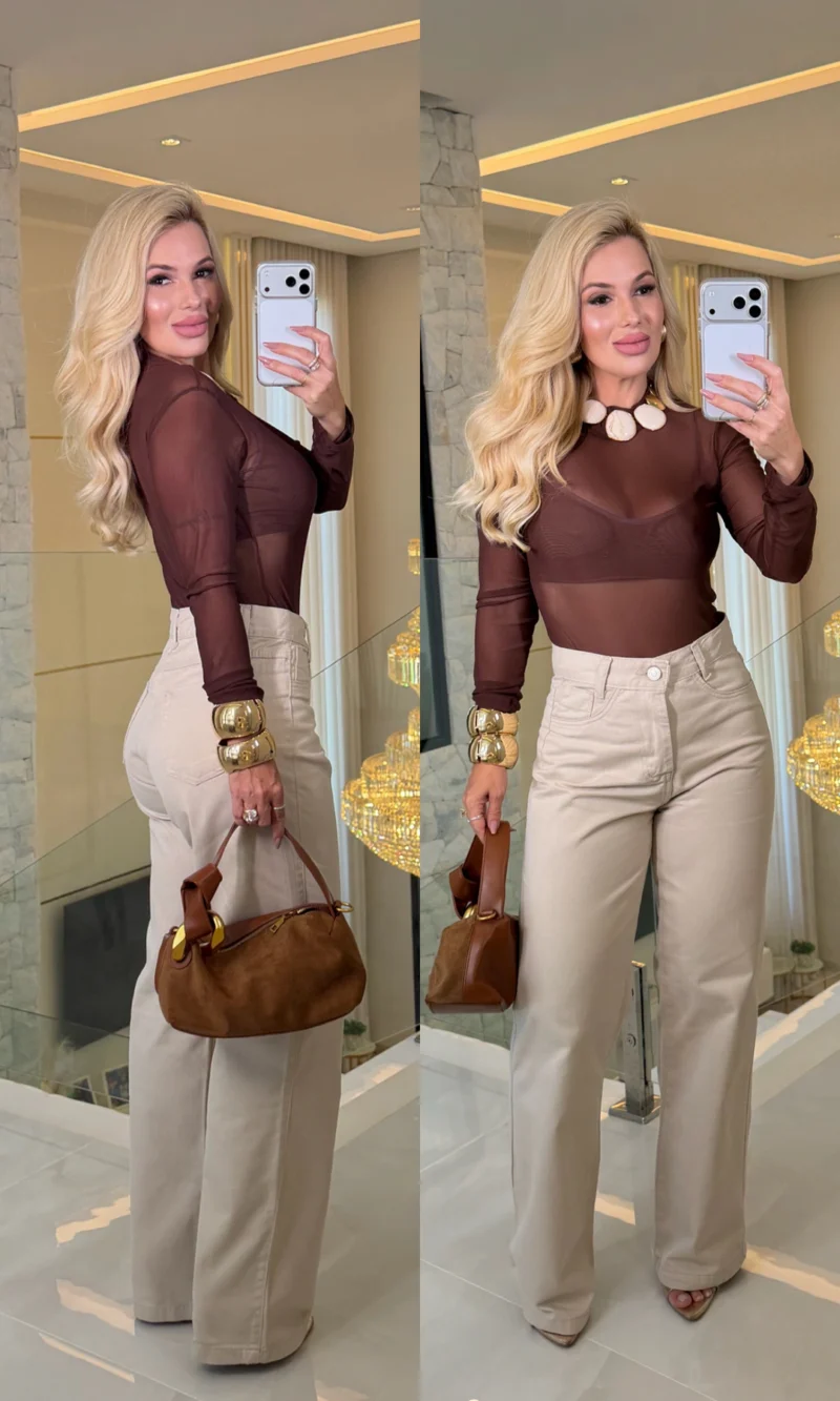 calça bege carola wid leg 3800