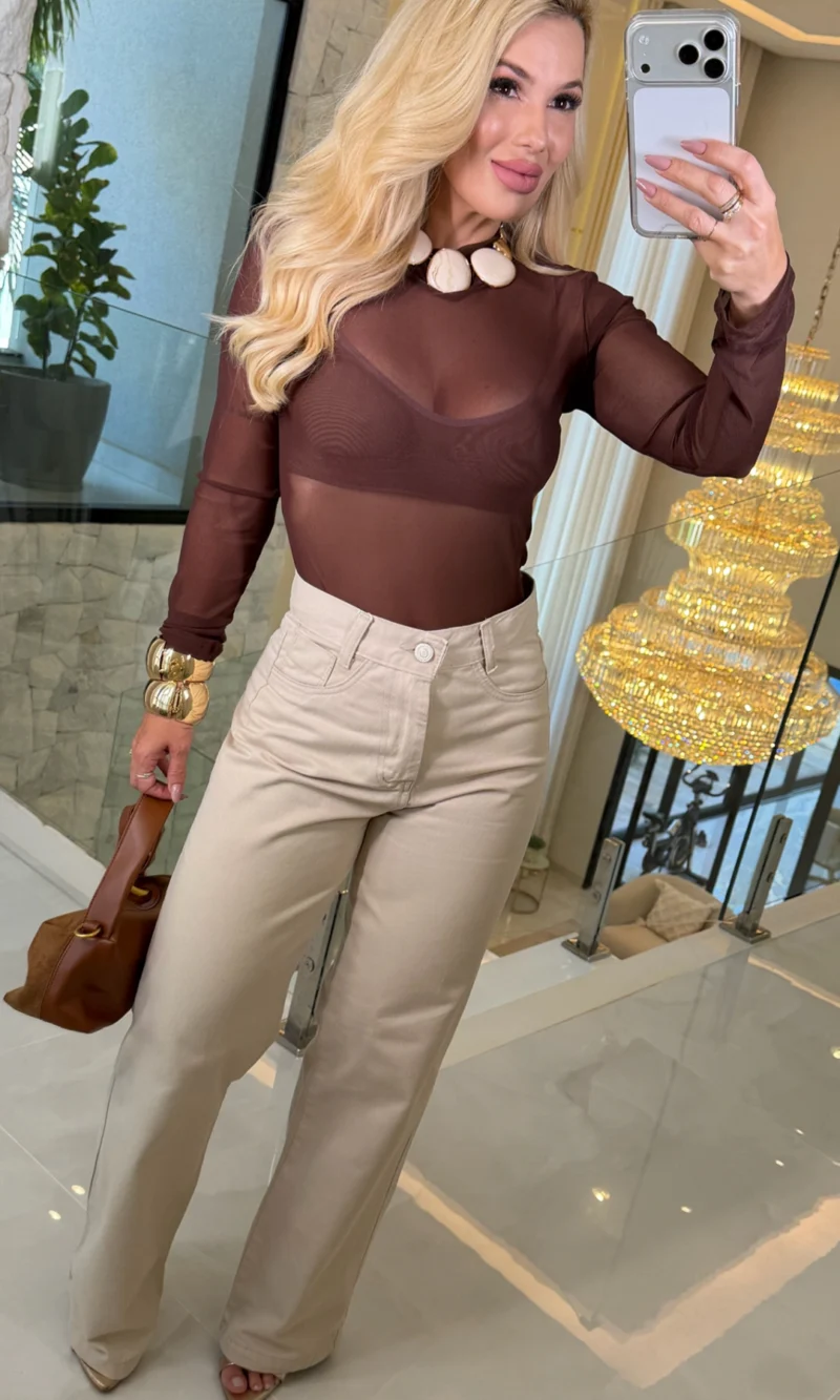 calça bege carola wid leg 3800