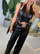 blusa courino amarração c/ bojo e lastex 3872