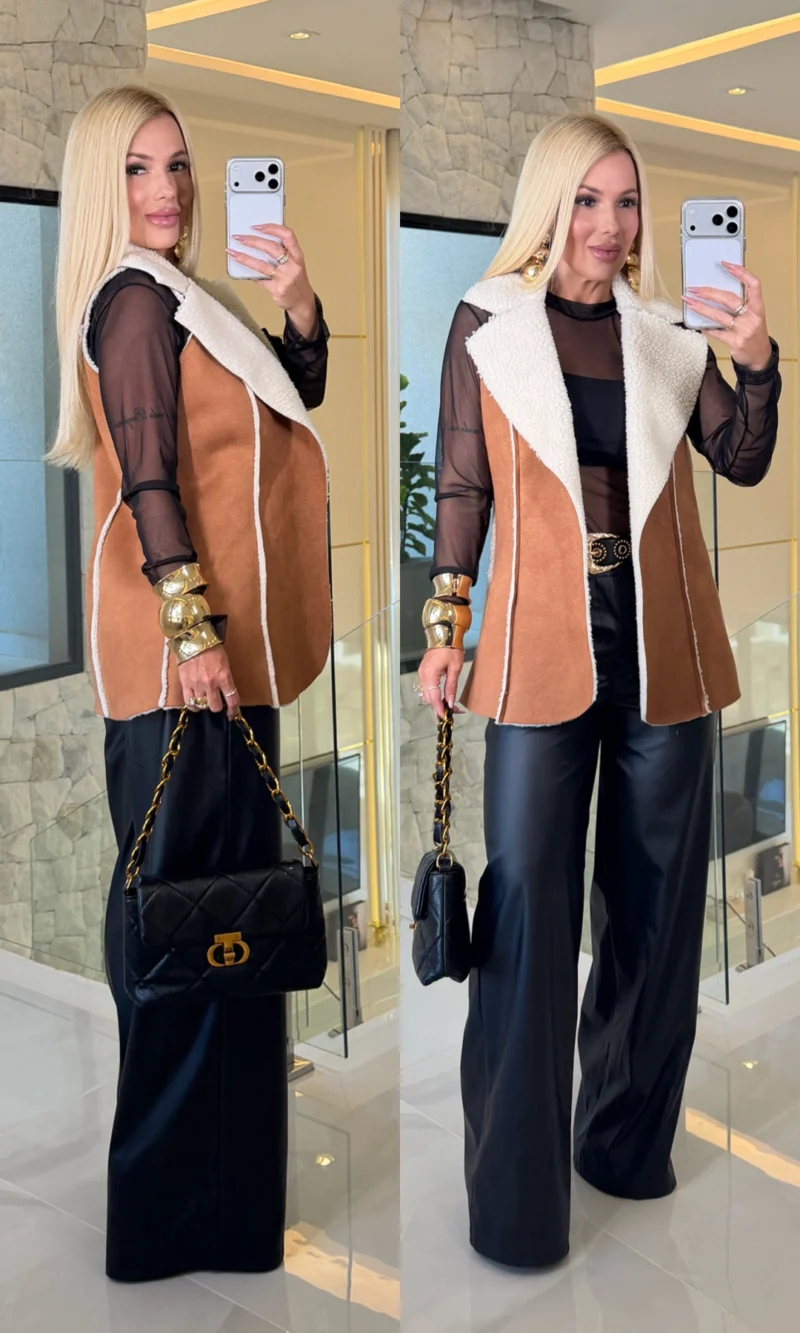colete suede c/ pelo milena 3859
