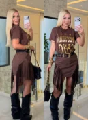 saia franja suede 3866