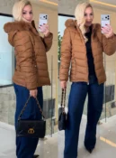 jaqueta puffer forrada c/ pelo e capuz removido 3890
