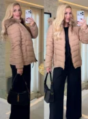 jaqueta puffer forrada c/ pelo e capuz removido 3890