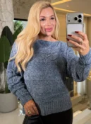 blusa chenille ombro a ombro 3889