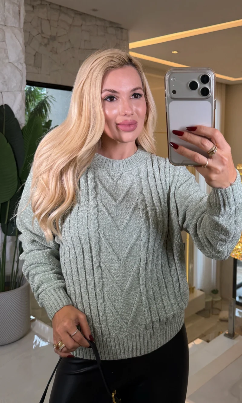 blusa chenille ombro a ombro 3889