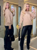blusa chenille ombro a ombro 3889