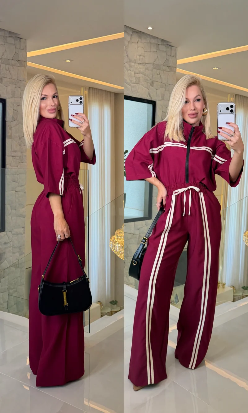 conjunto c/ ziper e listra belina viscose 3836