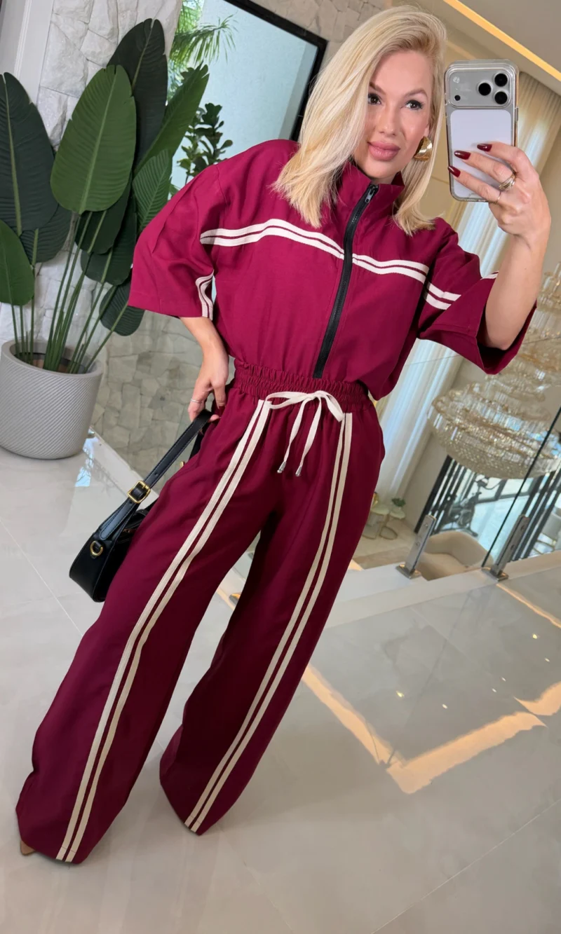conjunto c/ ziper e listra belina viscose 3836