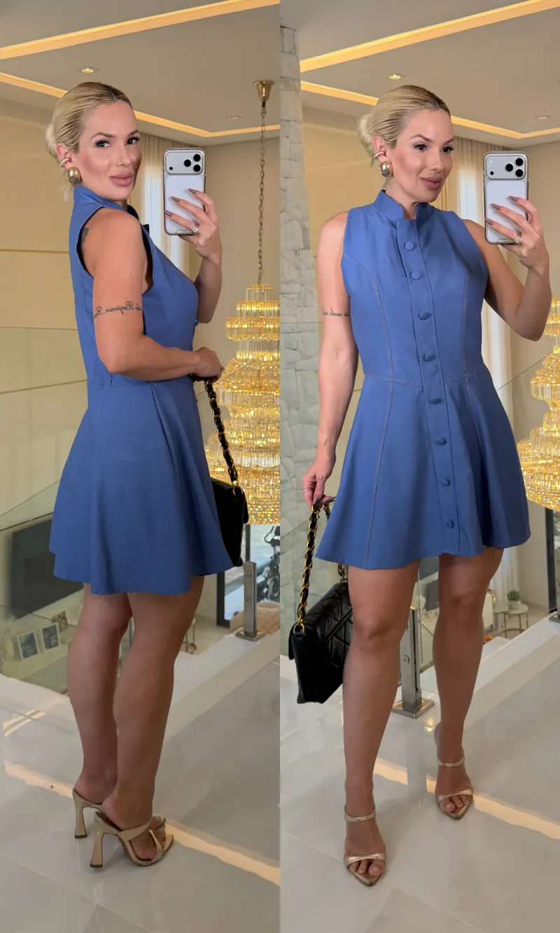 vestido emily botão com linha riscado 4149