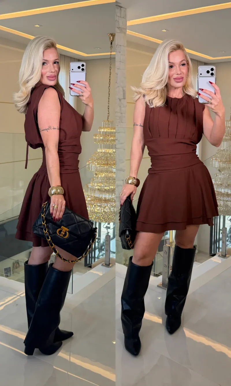 vestido babado c/ laço marrant 4110