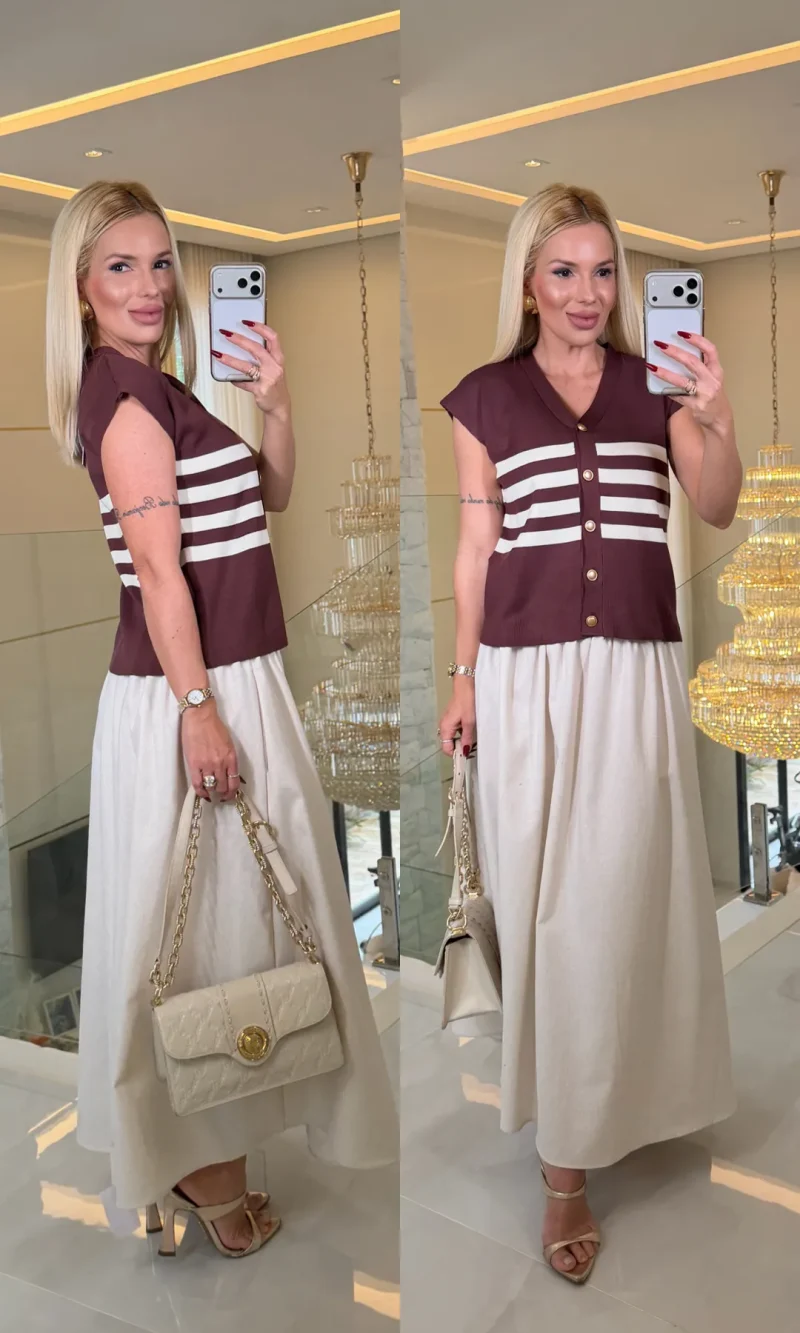blusa carla modal listrado botão 4235