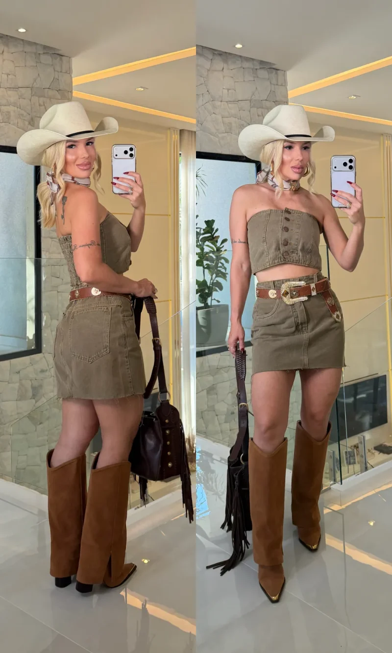 conjunto alice jeans saia e tomara que caia 4271